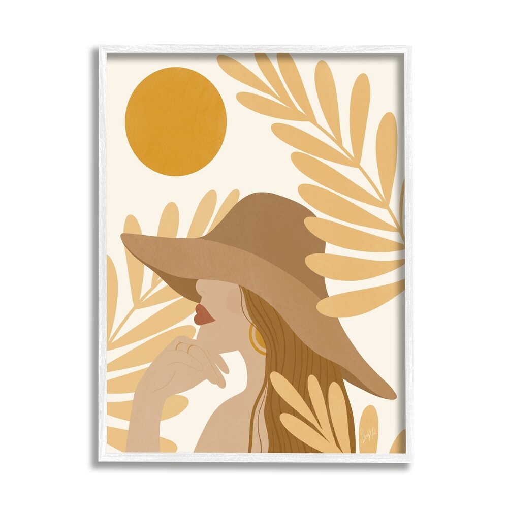 7342 in Hat Warm Yellow Cutout Leaf Shapes Framed Wall Art, Design By